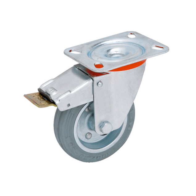 Kotač za kolica s rotirajućom pločicom i kočnicom sivi - za veće nosivosti Kotač za kolica s rotirajućom pločicom i kočnicom sivi - za veće nosivosti