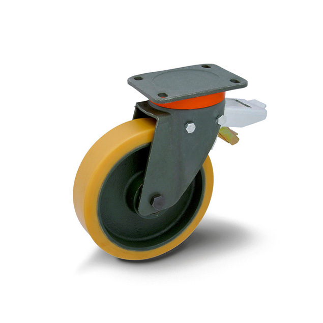 Kotač za teška opterećenja s rotirajućom pločicom i kočnicom - d200 mm