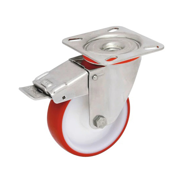 Kotač za transportne uređaje s rotirajućom pločicom i kočnicom - PUR guma Kotač za transportne uređaje s rotirajućom pločicom i kočnicom - PUR guma