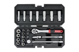 SET NASADNIH KLJUČEVA 1/4” 6-KT 24KOM REDSTRIPE