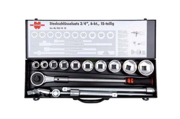 3/4" SET NASADNIH KLJUČEVA 6-KT, ZEBRA, 15-DIJELNI