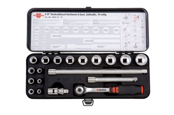 3/8” SET NASADNIH KLJUČEVA COLNI, ZEBRA, 19-DIJEL.