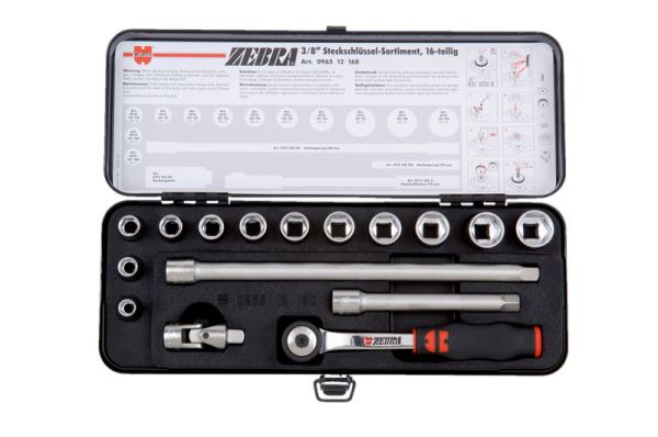 3/8" SET NASADNIH KLJUČEVA 6-KT, ZEBRA, 16-DIJELNI