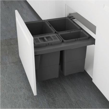 IZVLAČNA KANTA ZA OTPAD-H44-600MM (2x24+2x8l)-CRNA