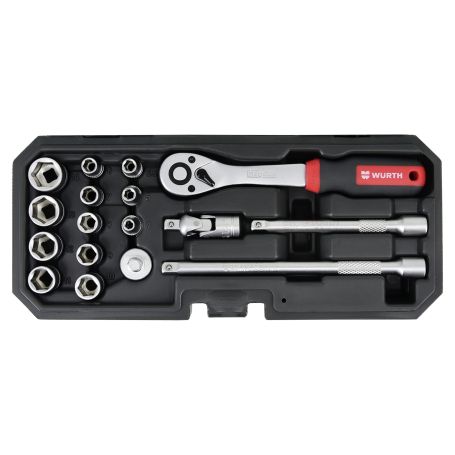 SET NASADNIH KLJUČEVA 1/4” 6-KT 17KOM REDSTRIPE