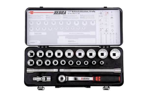 1/2" SET MULTI-NASADNIH KLJUČEVA, ZEBRA, 23-DIJEL.