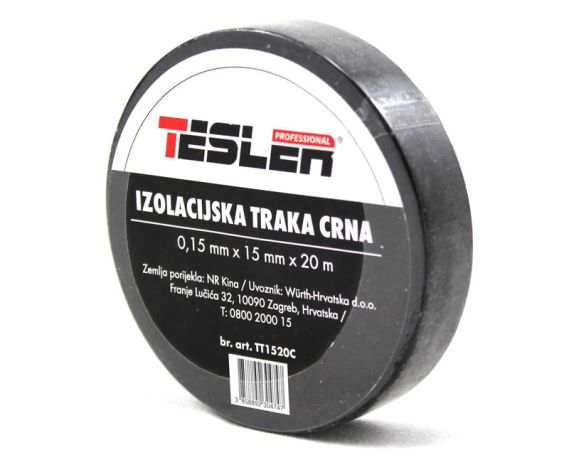 IZOLIR TRAKA CRNA TESLER 0,15mm x 15mm x 20m