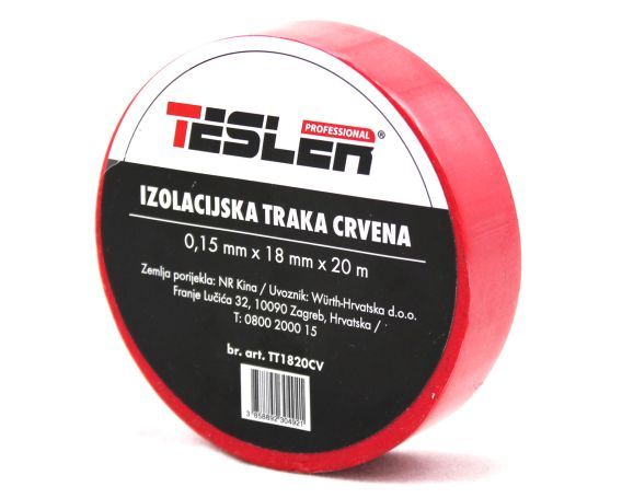 IZOLIR TRAKA CRVENA TESLER 0,15mm x 18mm x 20m