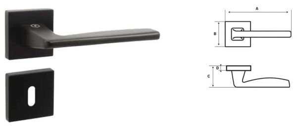 KVAKA ELITE-CRNA MAT-KVADRATNA ROZETA-KLJUČ