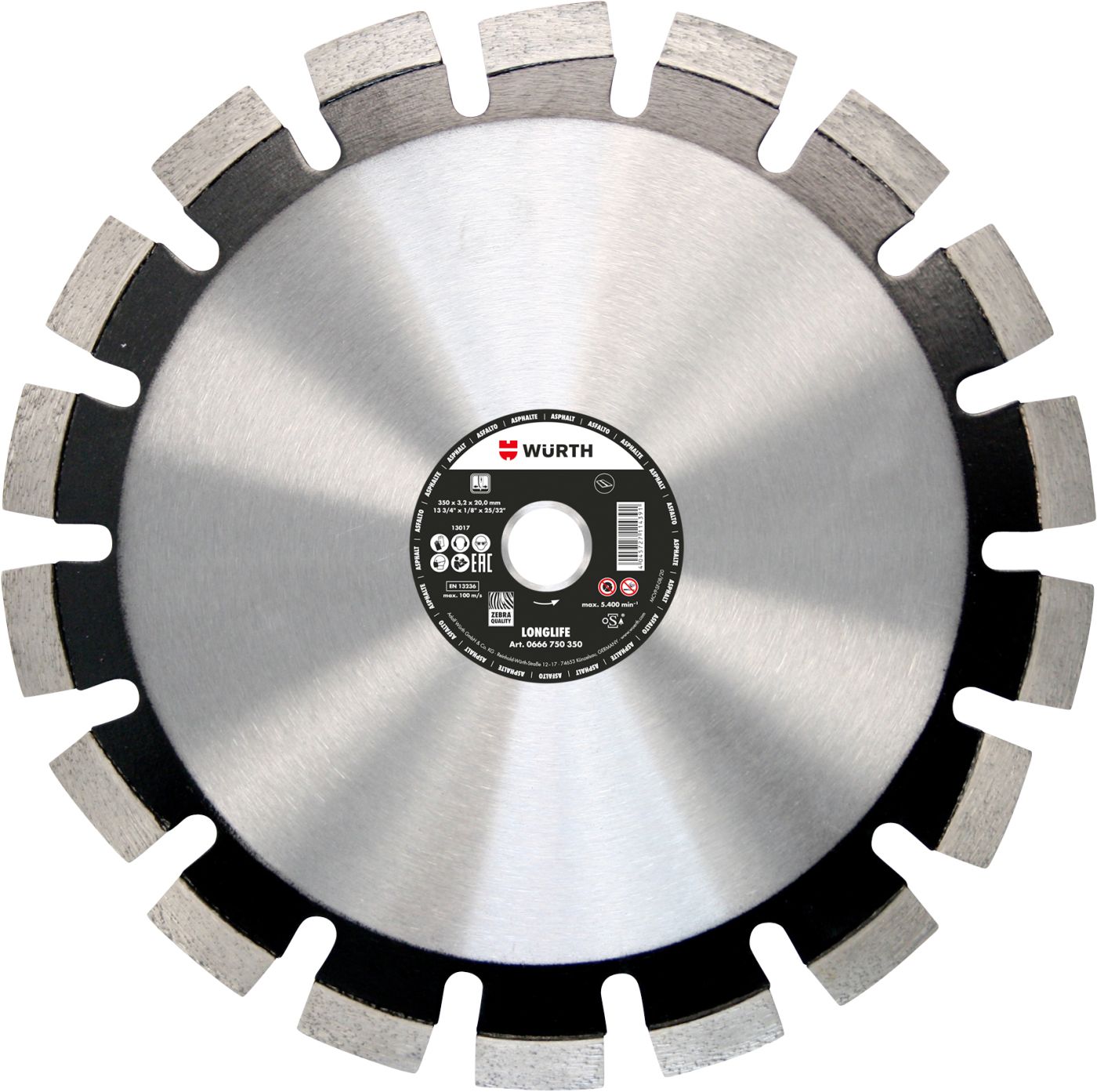 DIJAM.REZNA PL LL ASFALT BO25,4 d500MM ZEBRA   