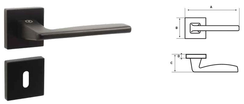 KVAKA ELITE CRNA MAT KVADRATNA ROZETA WC